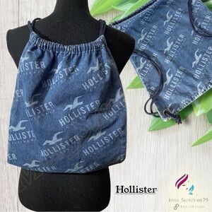 Hollister - drawsting denim jean backpack - as good as new -